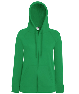 FELPA GIACCA CON CAPPUCCIO LEGGERA DONNA ( FRUIT OF THE LOOM ) verde prato